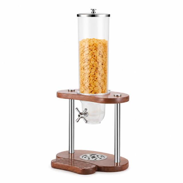 3.5L Round Single Cereal Dispenser with Sapele Wood B-Style Stand