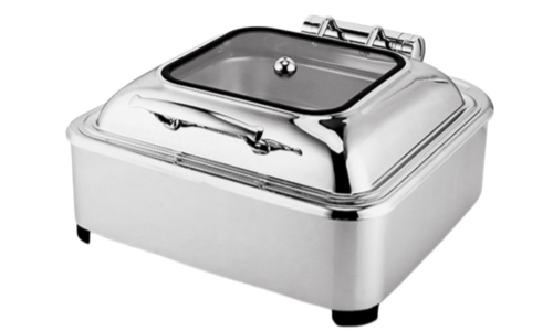 Square Electric Hydraulic Chafing Dish with Detachable Lid and Rolled Rim 6L