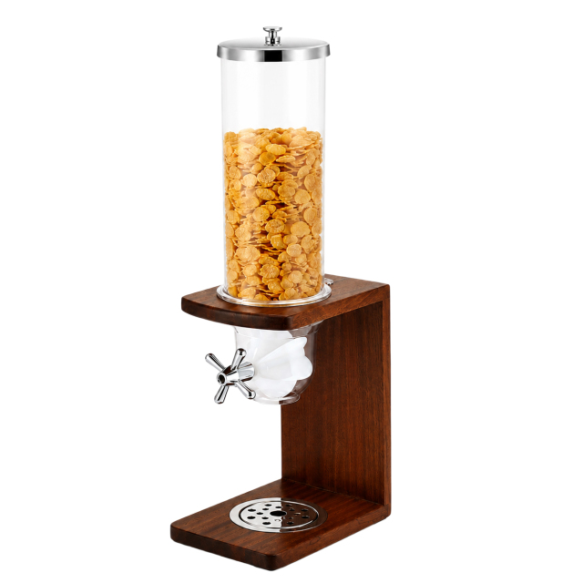 3.5L Round Single Cereal Dispenser with Sapele Wood A-Style Stand