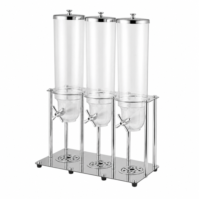 10.5L Round Triple Cereal Dispenser with Stainless Steel Column Stand