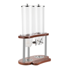 7L Round Double Cereal Dispenser with Sapele Wood B-Style Stand