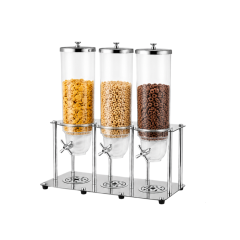 10.5L Round Triple Cereal Dispenser with Stainless Steel Column Stand