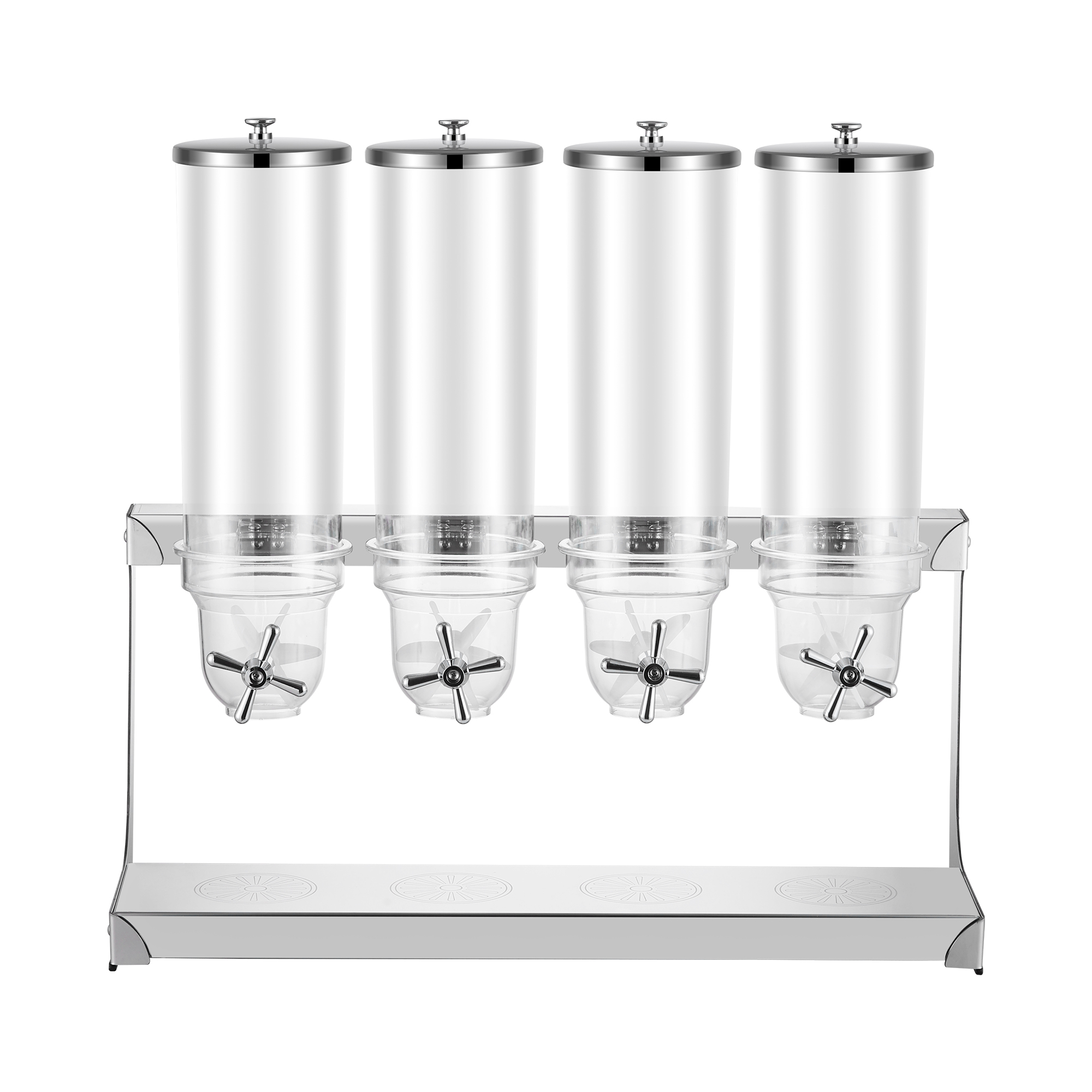 14L Round Four Head Cereal Dispenser with Stainless Steel Folded Plate Stand