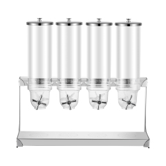 14L Round Four Head Cereal Dispenser with Stainless Steel Folded Plate Stand