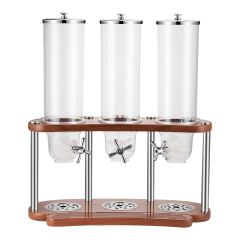10.5L Round Triple Cereal Dispenser with Sapele Wood B-Style Stand