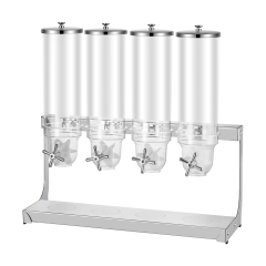 14L Round Four Head Cereal Dispenser with Stainless Steel Folded Plate Stand