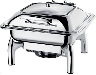 Square Hydraulic Chafing Dish with Detachable Lid and Stand 6L