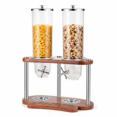 7L Round Double Cereal Dispenser with Sapele Wood B-Style Stand