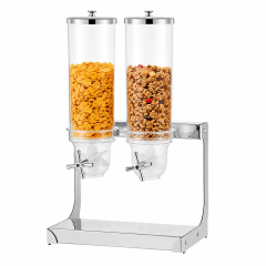 7L Round Double Cereal Dispenser with Stainless Steel Folded Plate Stand