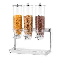 10.5L Round Triple Cereal Dispenser with Stainless Steel Folded Plate Stand