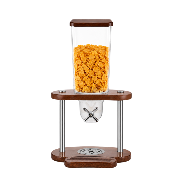 5L Square Single Cereal Dispenser with Wood Base