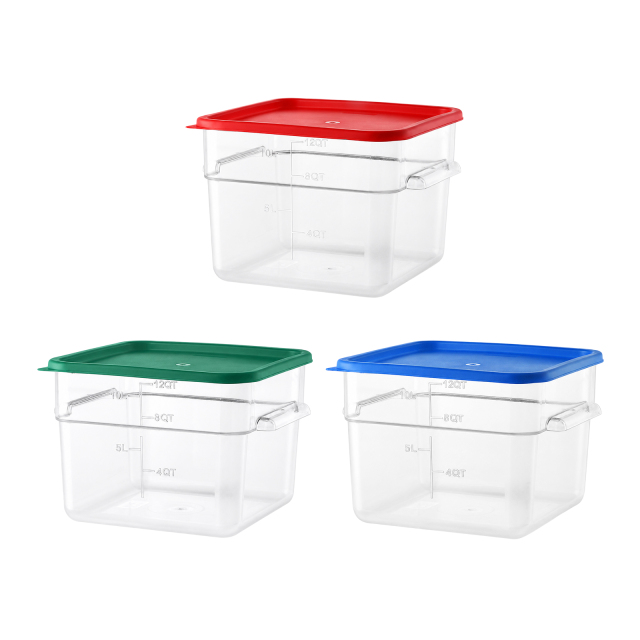 12QT / 12L Clear PC Food Storage Container Set with PE Lid and Embossed Graduation