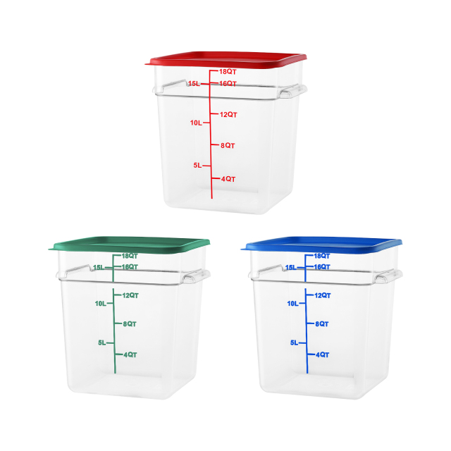 18QT / 18L Clear PC Food Storage Container Set with PE Lid and Printed Graduation