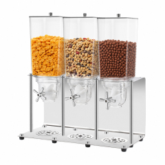 15L Square Triple Cereal Dispenser with Stainless Steel Base