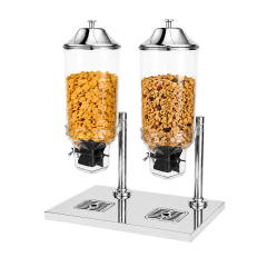 14L Round Double Cereal Dispenser with Stainless Steel Stand