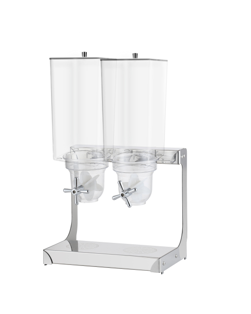 10L Square Double Cereal Dispenser with Stainless Steel Base