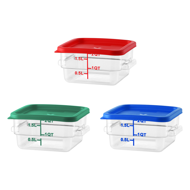 2QT / 2L Clear PC Food Storage Container Set with PE Lid and Printed Graduation
