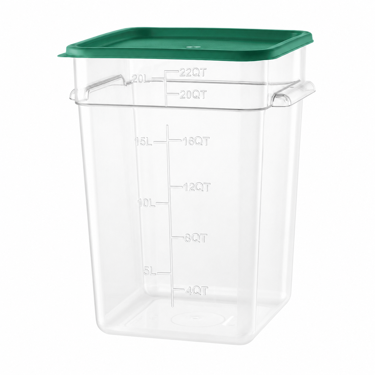 22QT / 22L Clear PC Food Storage Container Set with PE Lid and Embossed Graduation