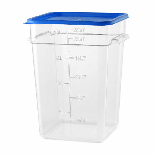 22QT / 22L Clear PC Food Storage Container Set with PE Lid and Embossed Graduation