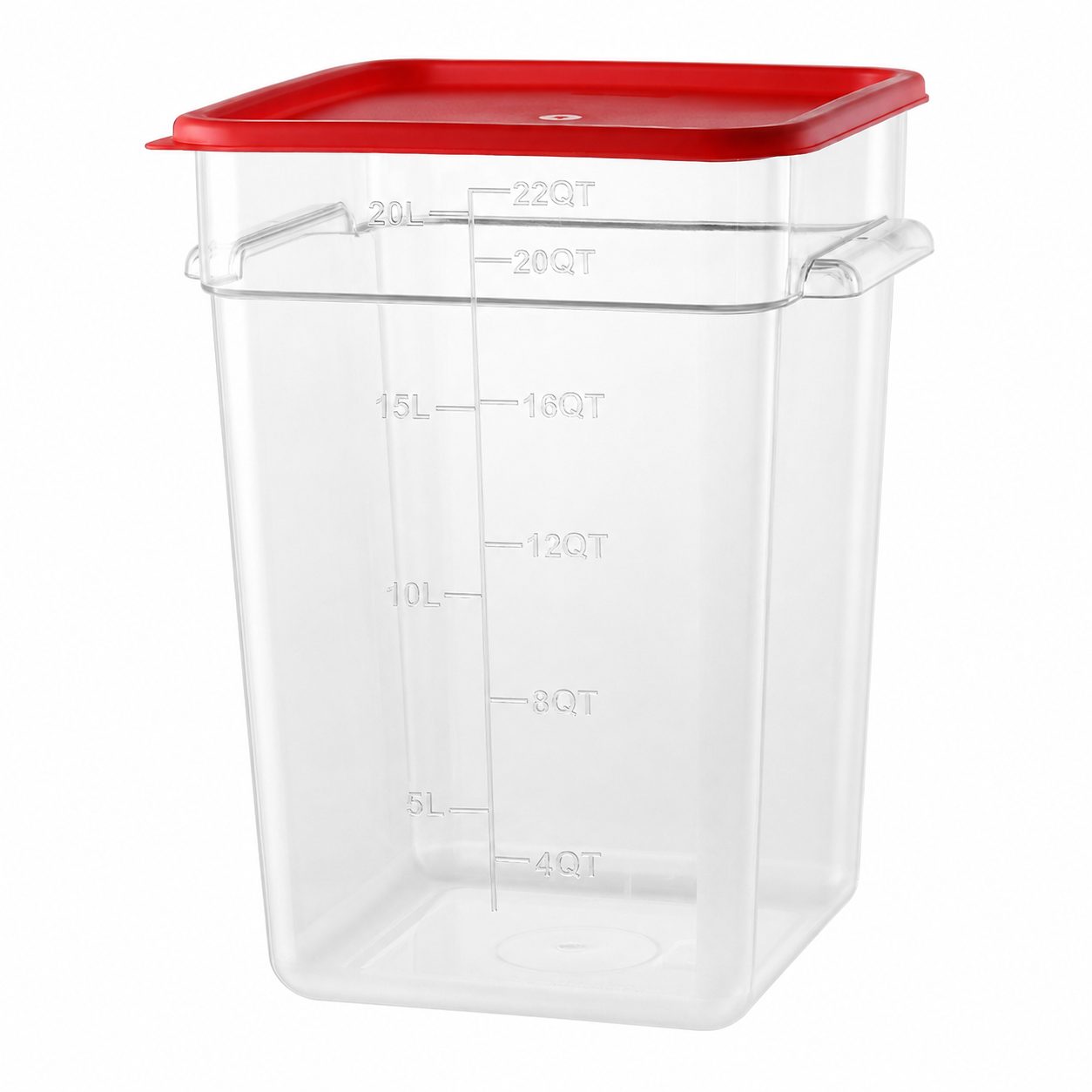 22QT / 22L Clear PC Food Storage Container Set with PE Lid and Embossed Graduation