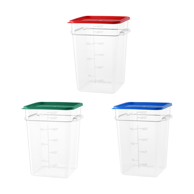 22QT / 22L Clear PC Food Storage Container Set with PE Lid and Embossed Graduation