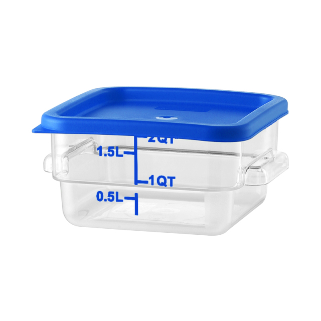 2QT / 2L Clear PC Food Storage Container Set with PE Lid and Printed Graduation