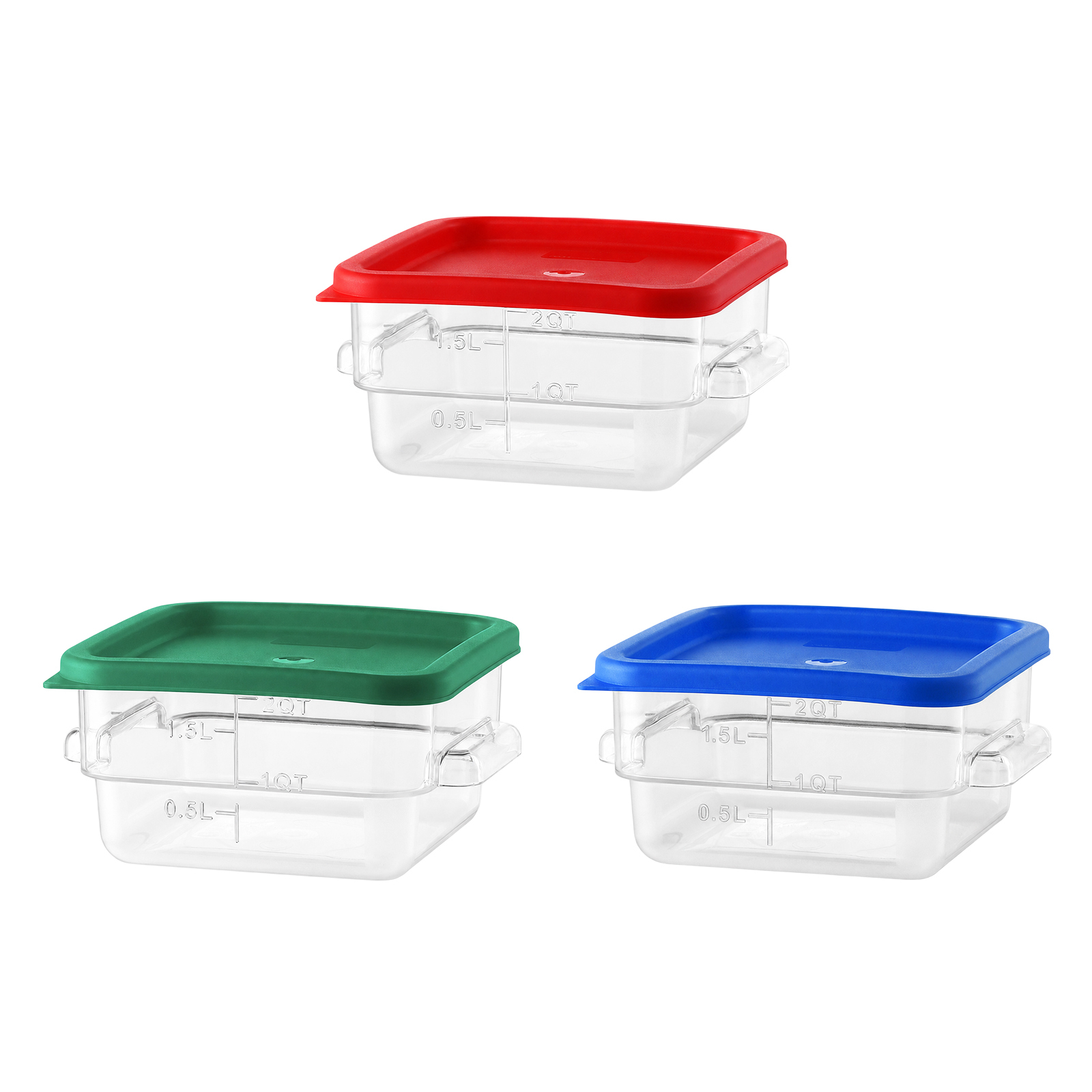 2QT / 2L Clear PC Food Storage Container Set with PE Lid and Embossed Graduation
