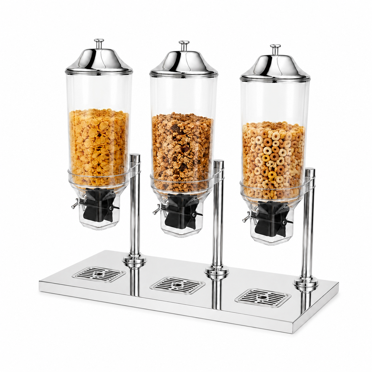 21L Round Triple Cereal Dispenser with Stainless Steel Stand