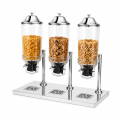 21L Round Triple Cereal Dispenser with Stainless Steel Stand