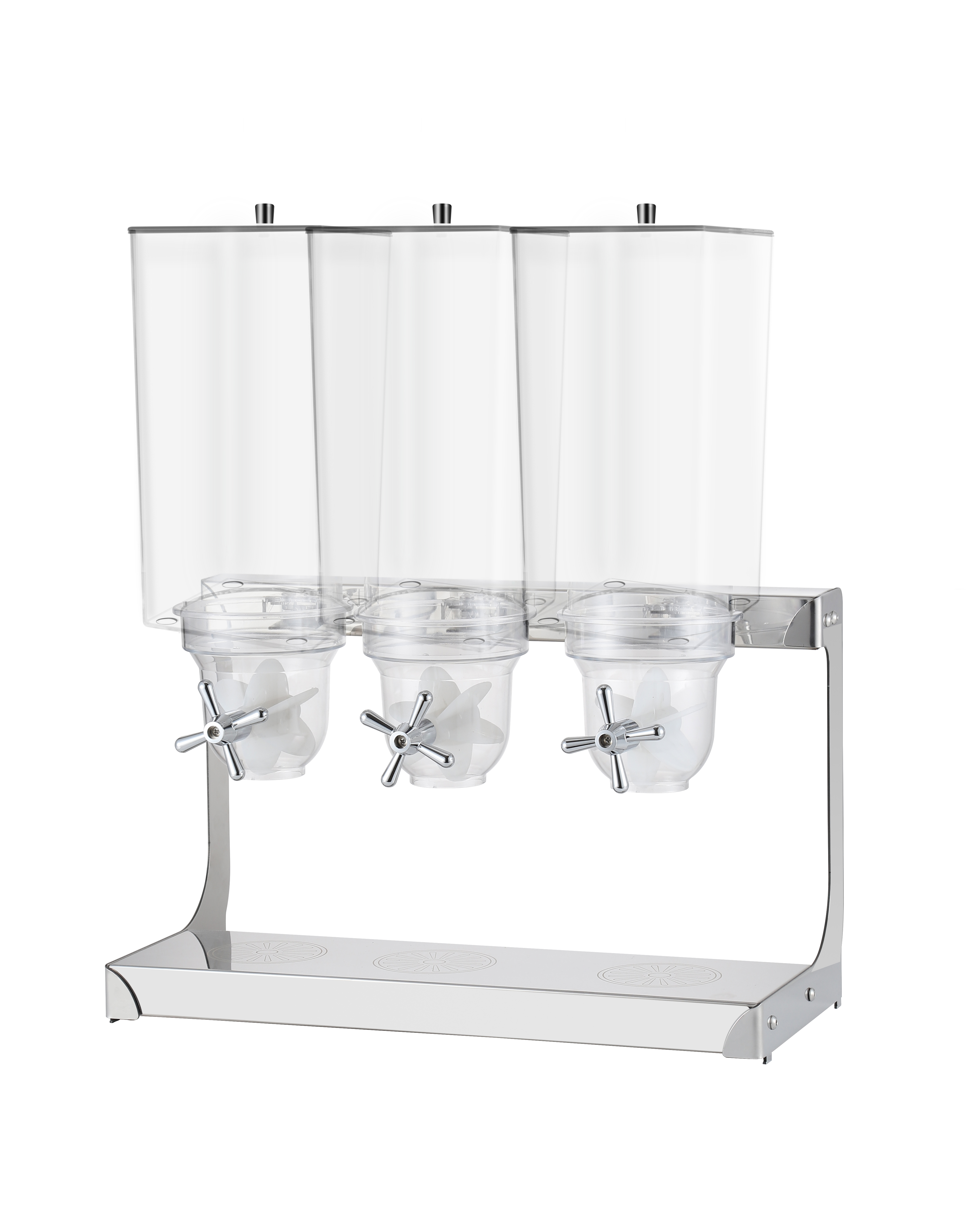 15L Square Triple Cereal Dispenser with Stainless Steel Base