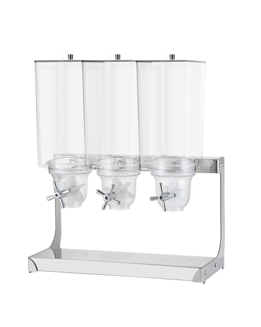 15L Square Triple Cereal Dispenser with Stainless Steel Base