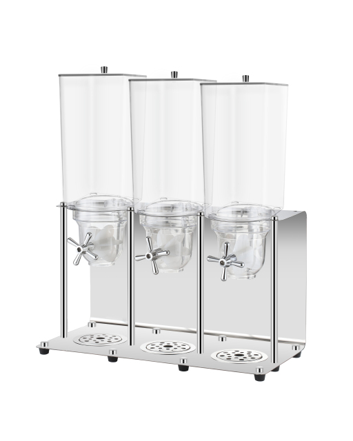 15L Square Triple Cereal Dispenser with Stainless Steel Base