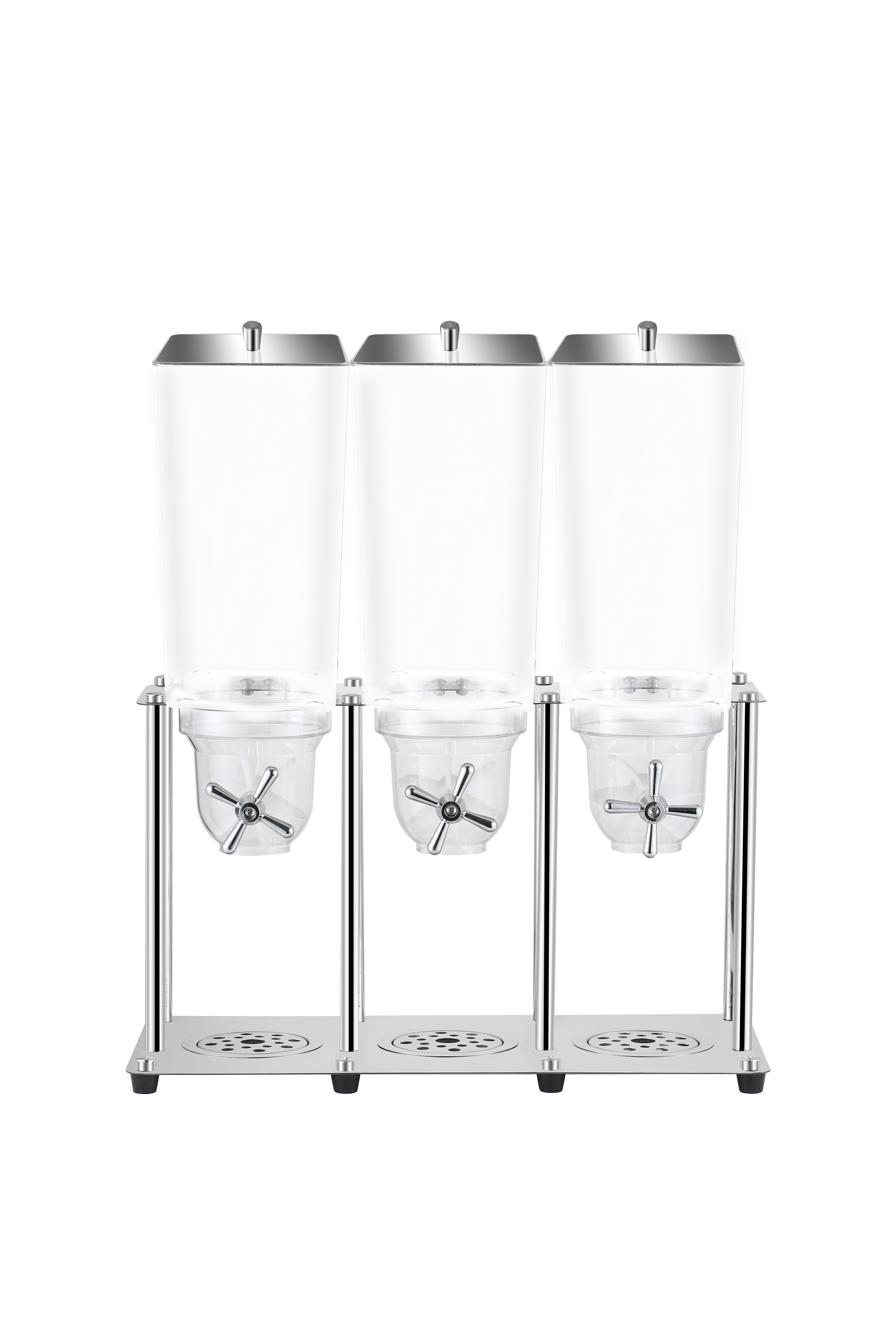 15L Square Triple Cereal Dispenser with Stainless Steel Base