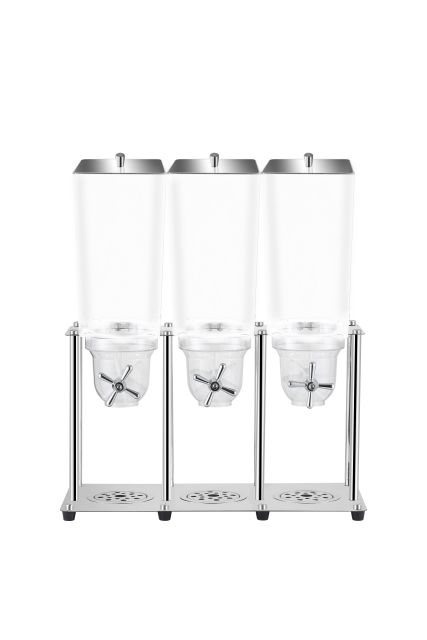15L Square Triple Cereal Dispenser with Stainless Steel Base