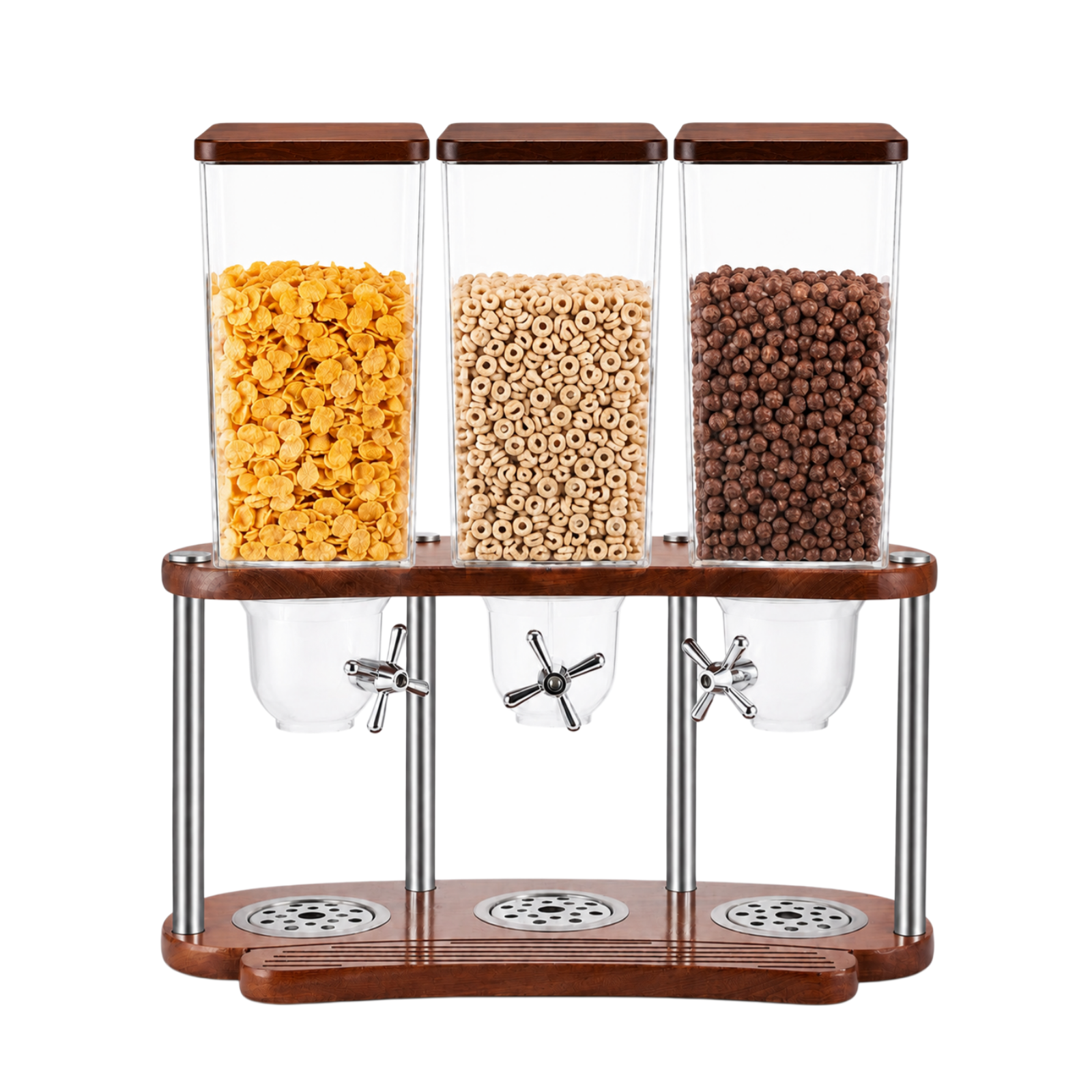 15L Square Single Cereal Dispenser with Wood Base