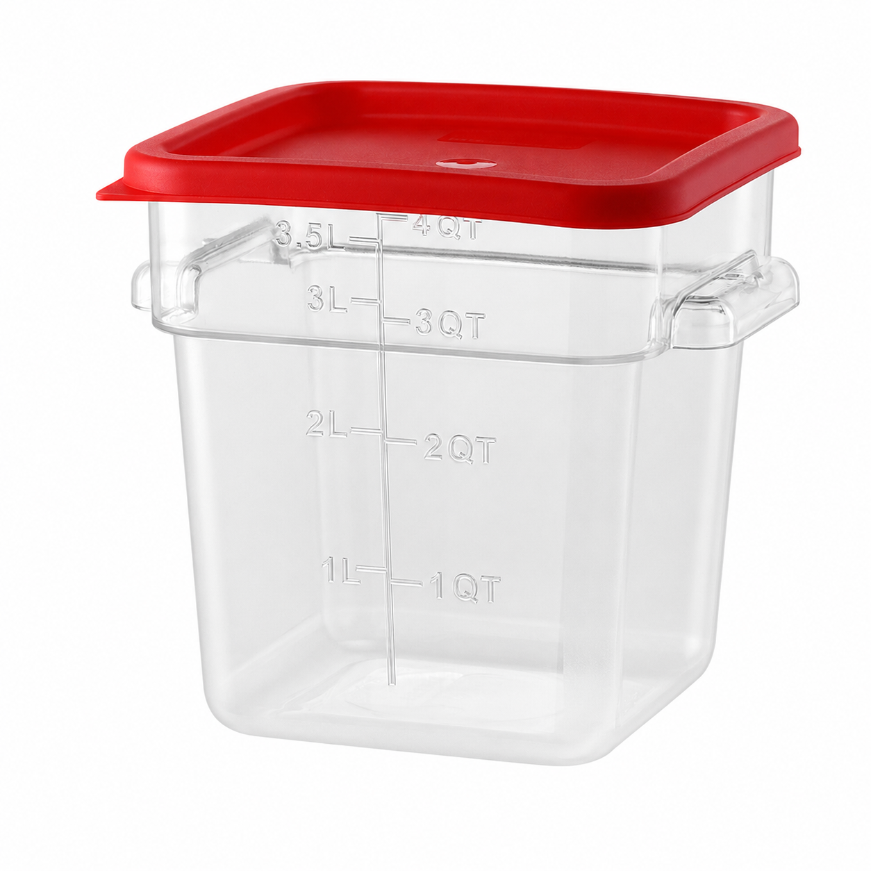 4QT / 4L Clear PC Food Storage Container Set with PE Lid and Embossed Graduation