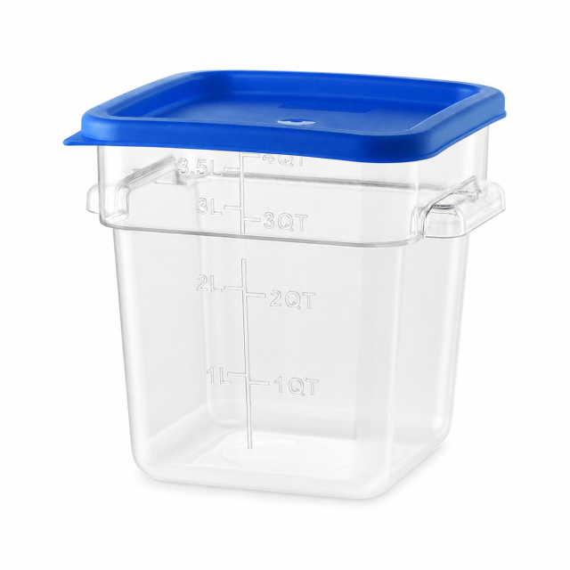 4QT / 4L Clear PC Food Storage Container Set with PE Lid and Embossed Graduation