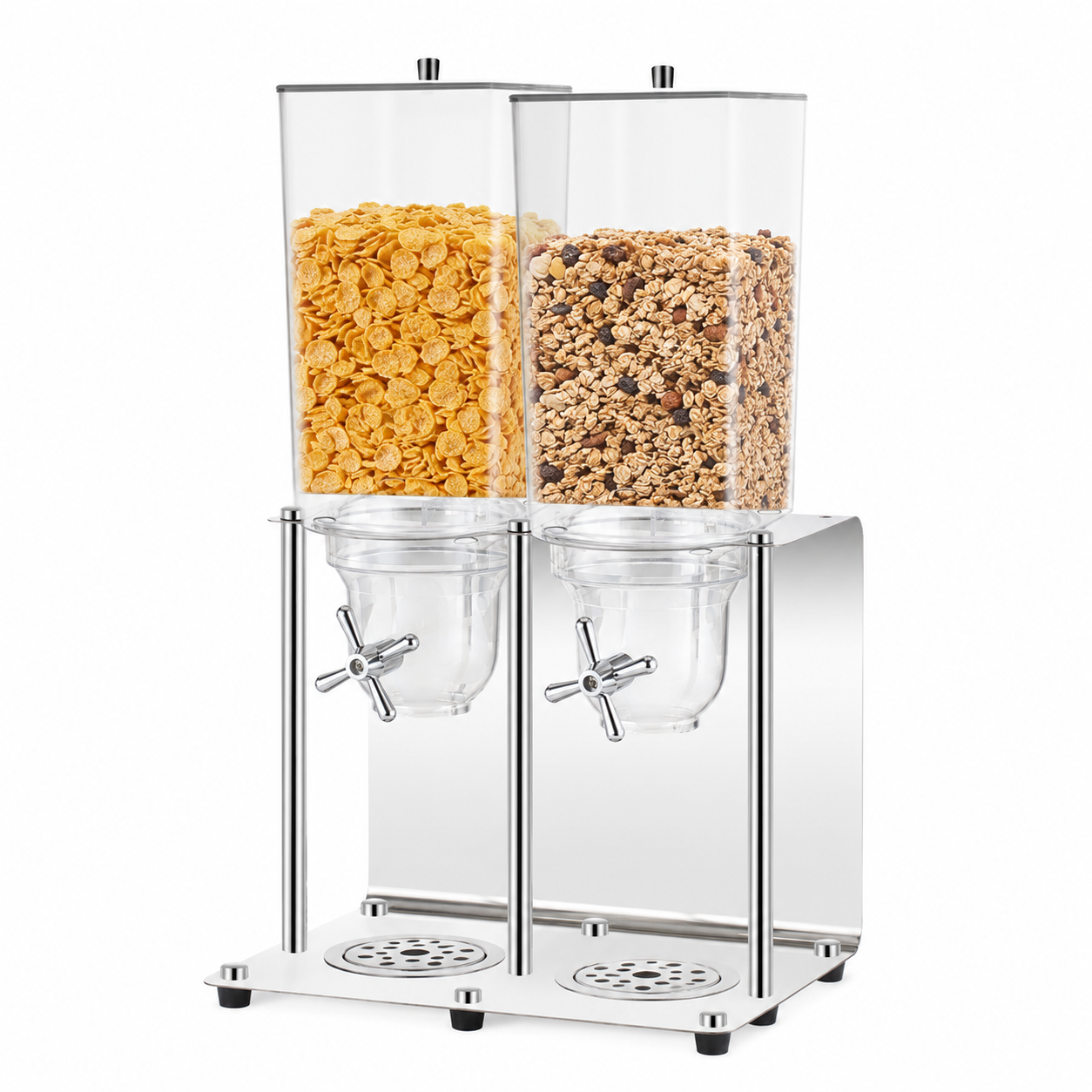 10L Square Double Cereal Dispenser with Stainless Steel Base