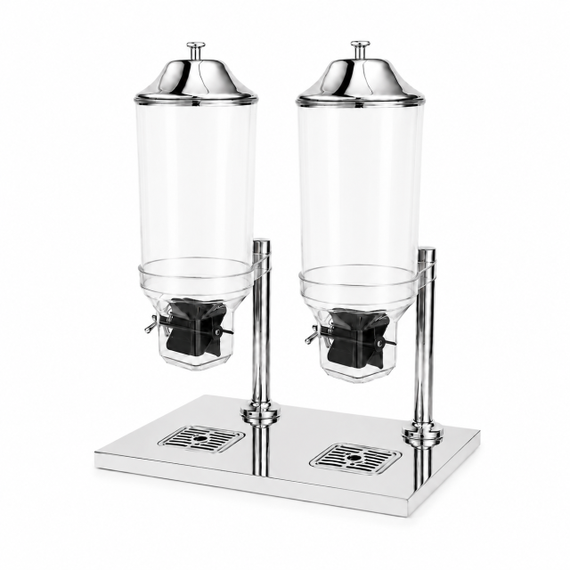 14L Round Double Cereal Dispenser with Stainless Steel Stand