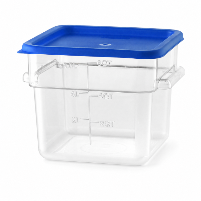 6QT / 6L Clear PC Food Storage Container Set with PE Lid and Embossed Graduation
