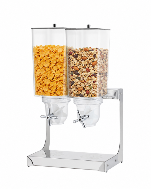 10L Square Double Cereal Dispenser with Stainless Steel Base