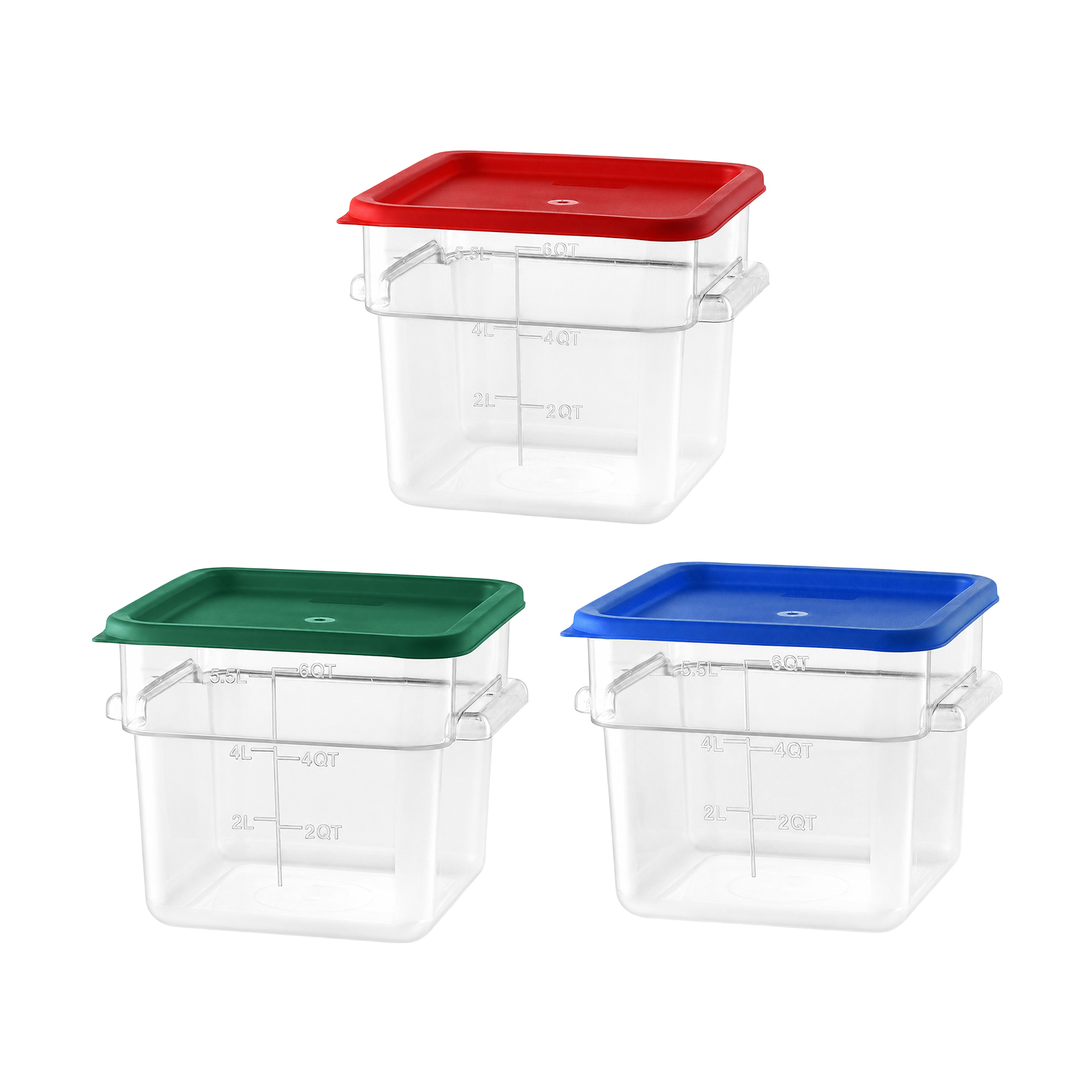6QT / 6L Clear PC Food Storage Container Set with PE Lid and Embossed Graduation