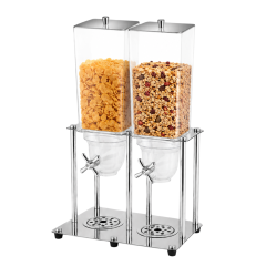 10L Square Double Cereal Dispenser with Stainless Steel Base