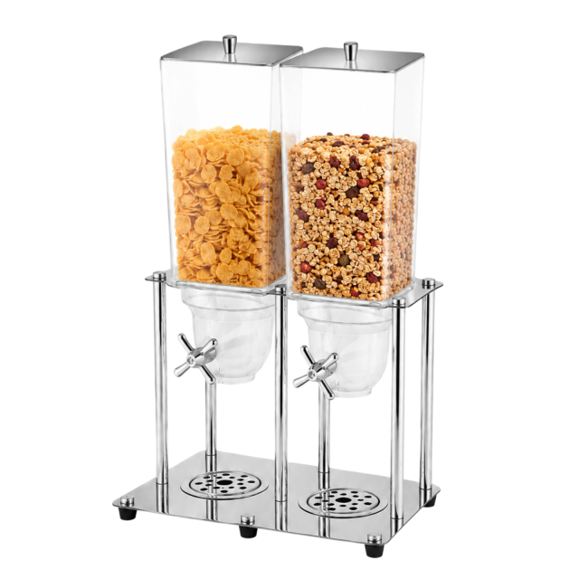 10L Square Double Cereal Dispenser with Stainless Steel Base
