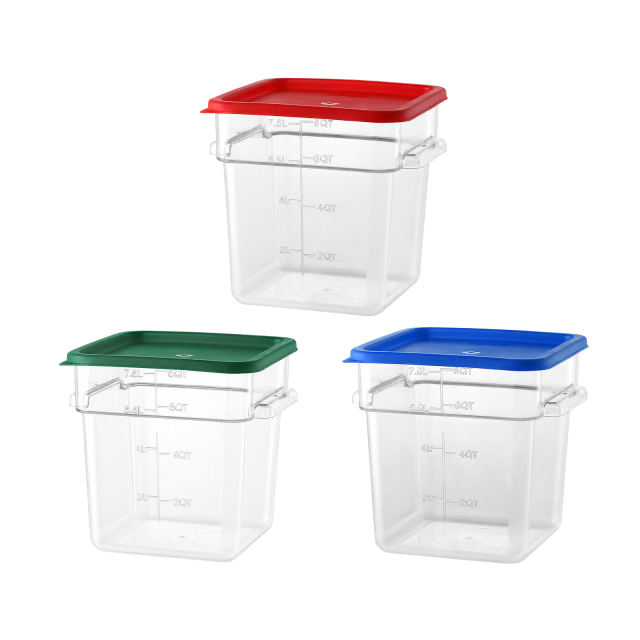 8QT / 8L Clear PC Food Storage Container Set with PE Lid and Embossed Graduation