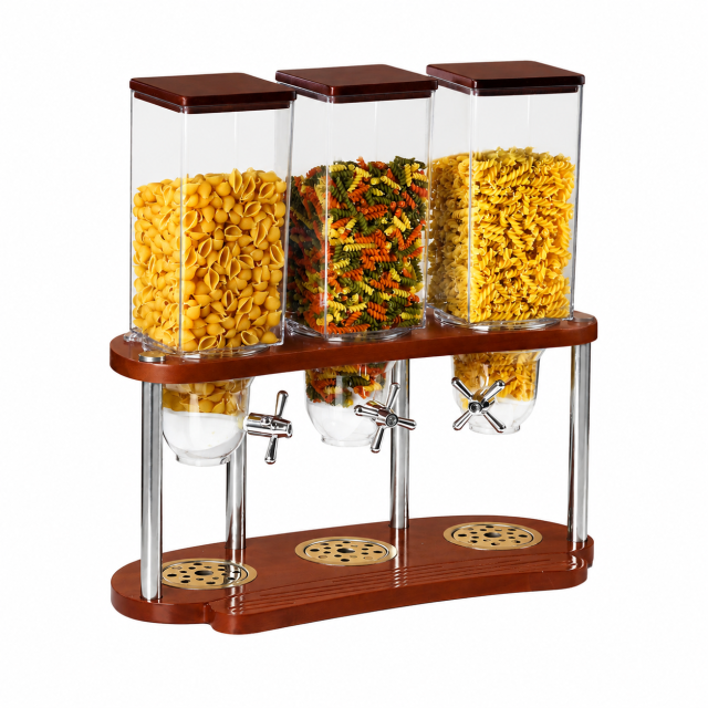 15L Square Single Cereal Dispenser with Wood Base