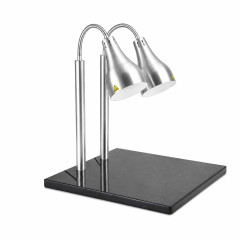 Double Head Straight Arm Food Heat Lamp with Marble Base
