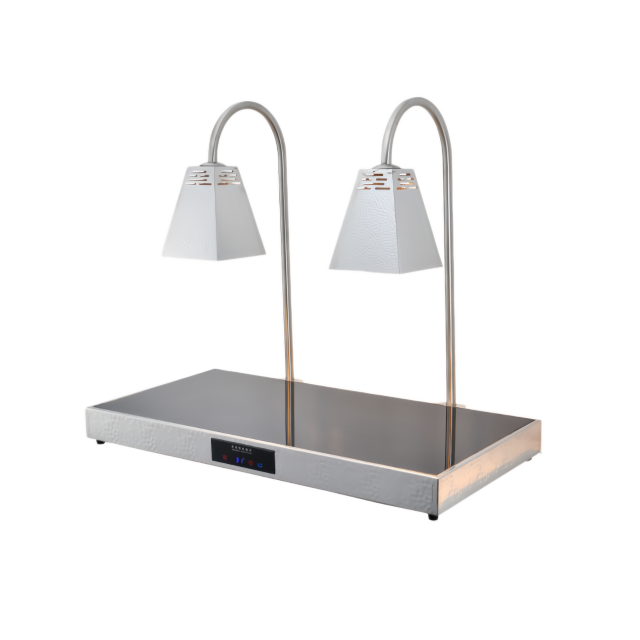 Double Head Square Shade Food Heat Lamp with Heated Square Base Digital Control