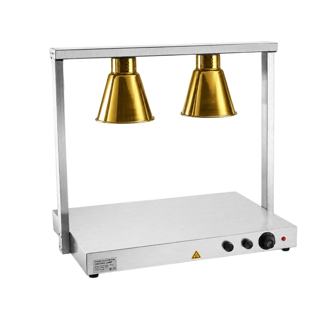 Double Head Food Heat Lamp with Heated Base Mechanical Control