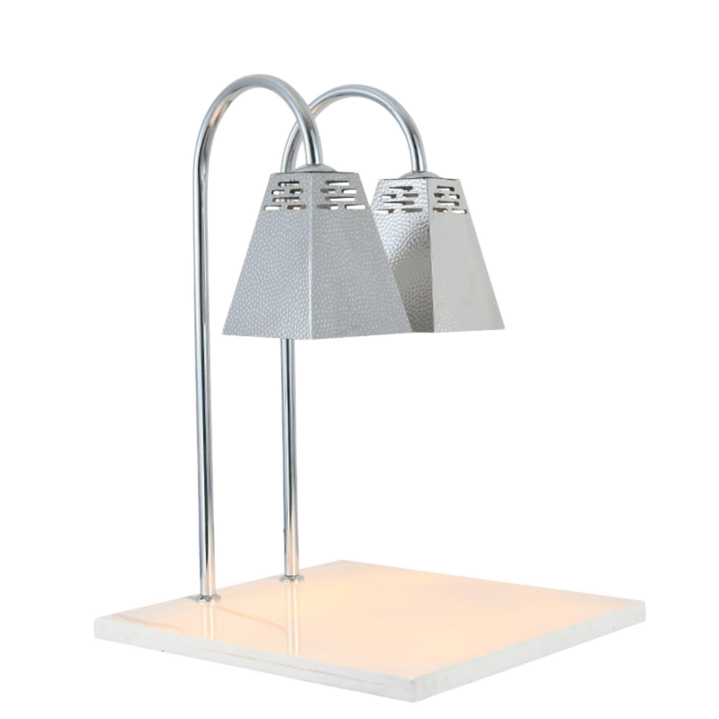 Double Head Square Shade Food Heat Lamp with Marble Base